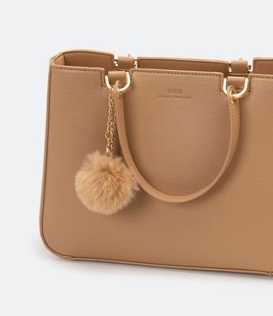 Bolso Transversal Satchel con Correa de Mano con Pompón 5