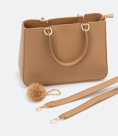 Bolso Transversal Satchel con Correa de Mano con Pompón 8