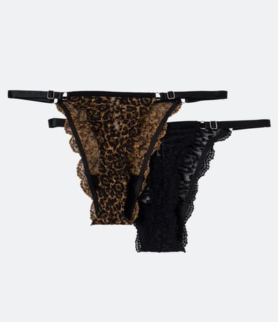 Kit 02 Tangas Colaless en Encaje con Textura 2