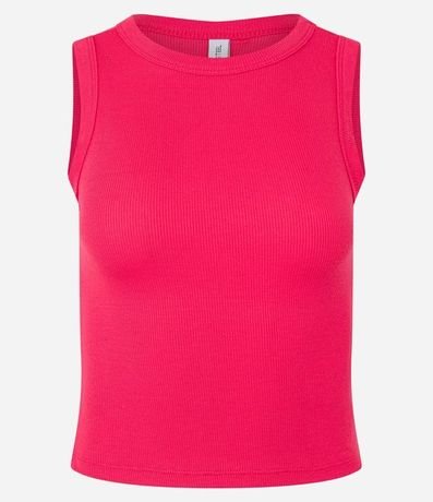Blusa Cropped sin Manga en Ribana con Cuello Redondo 5