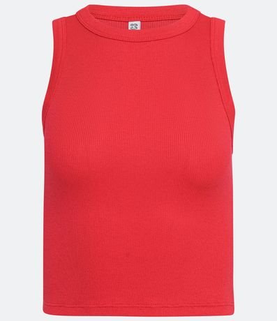 Blusa Cropped sin Manga en Ribana con Cuello Redondo 7