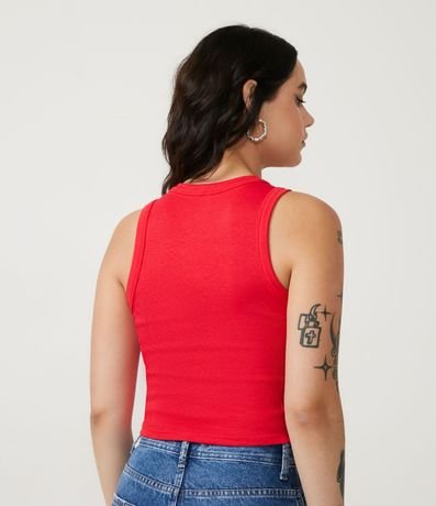 Blusa Cropped sin Manga en Ribana con Cuello Redondo 3