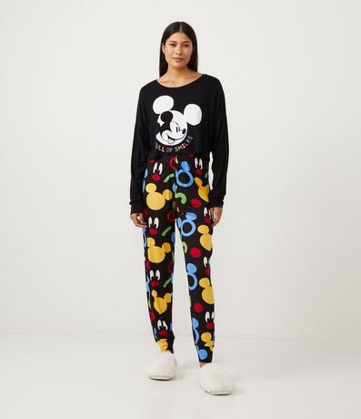 Pijama Largo en Viscolycra con Estampado Mickey
