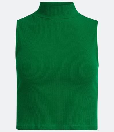 Blusa Cropped Básica sin Manga en Algodón con Cuello Alto 5