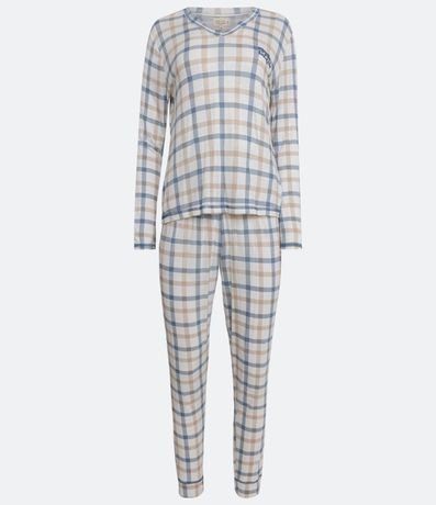 Pijama Largo en Viscolycra con Estampado de Cuadros 5
