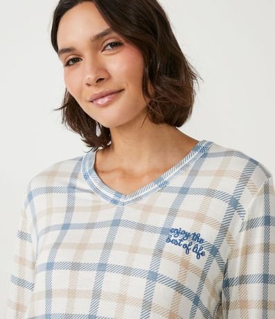 Pijama Largo en Viscolycra con Estampado de Cuadros 3