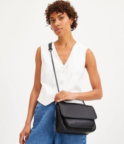 Bolso Médio con Tapa y Correa de Cadena 8