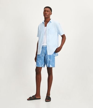 Bermuda de Baño con Bolsillos y Estampado de Follajes 1