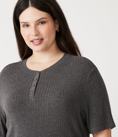 Camisón Corta en Ribana con Botón en el Escote Curve & Plus Size 3