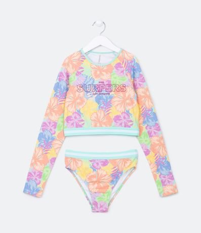 Bikini Infantil Estampado de Flores de Colores - Talle 05 a 14 años 1