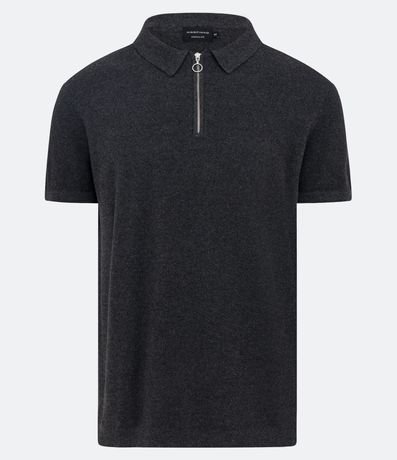 Polo Comfort en Modal con Textura y Cremallera en el Cuello