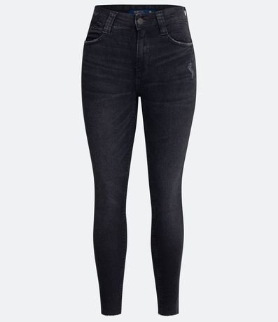 Pantalón Skinny Cintura Alta en Jeans con Gastado y Puntos de Luz 5