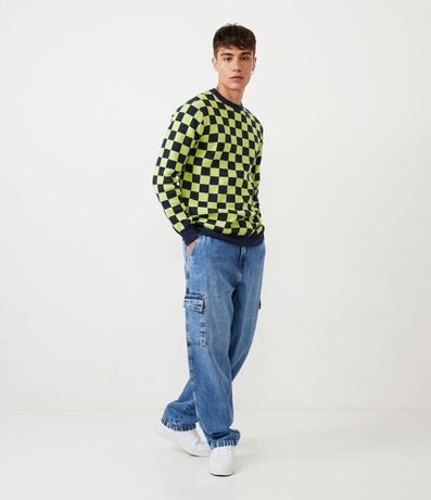 Pantalón Baggy Jeans con Bolsos Cargo y efecto Jaspeado 1