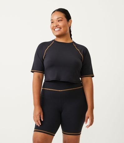Blusa Cropped Deportiva en Poliamida con Bies Contrastante Curve & Plus Size