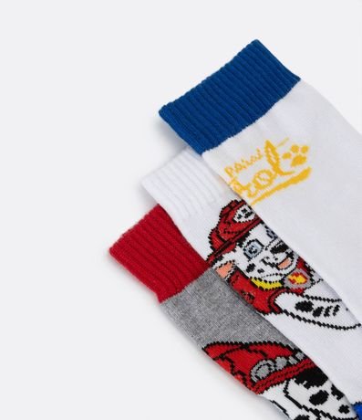 Kit 03 Medias Caño Mediano Infantil con Estampado Patrulla de Perros - Talle 19/22 a 27/30 5