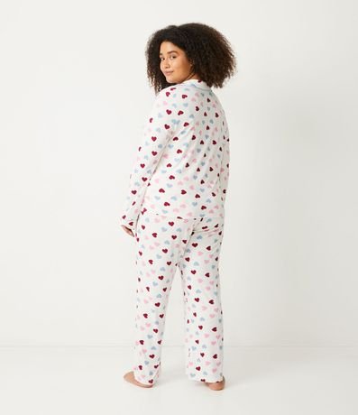 Pijama Americano Largo en Viscolycra con Estampado de Corazones 2