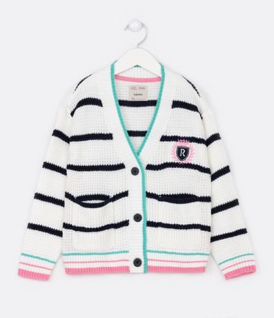 Cardigan Infantil Rayado con Abotonado Frontal - Talle 5 a 14 años