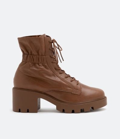 Bota Coturno en Cuero con Detalle Elástico 2