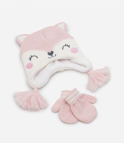Kit Gorro y Fuante Infantil con Orejitas y Forro en Polar - Talle 0 a 18 meses