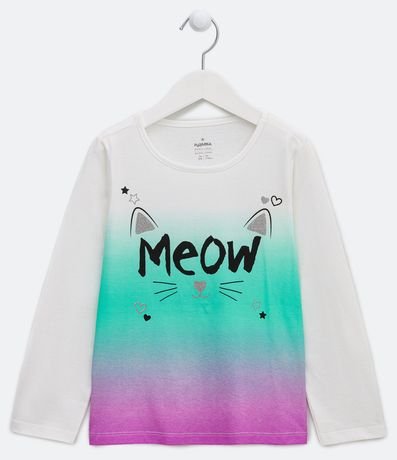 Blusa Infantil Dip Dye Estampado Meow - Talle 5 a 14 años 1
