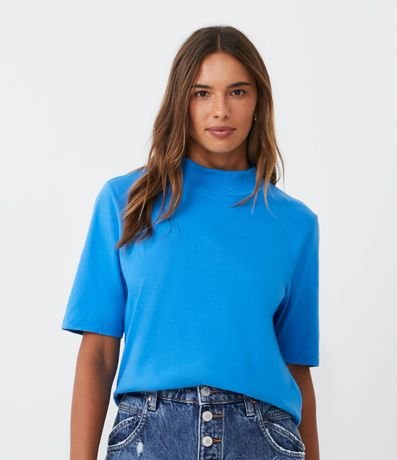 Blusa en Algodón con Cuello Alto y Manga Corta 2
