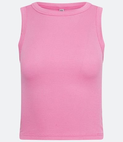 Blusa Cropped sin Manga en Ribana con Cuello Redondo 5