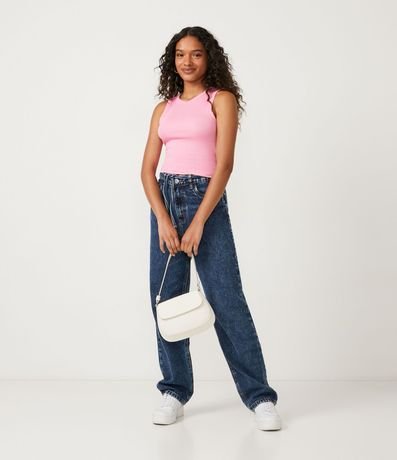 Blusa Cropped sin Manga en Ribana con Cuello Redondo 2