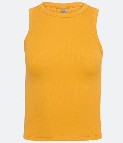 Blusa Cropped sin Manga en Ribana con Cuello Redondo 5