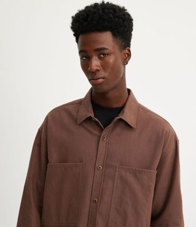 Camisa Overshirt en Franela con Bolsillos Delanteros 4
