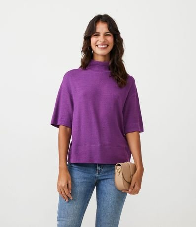 Blusa en Viscosa con Cuello Alto y Dobladillo Ancho 1