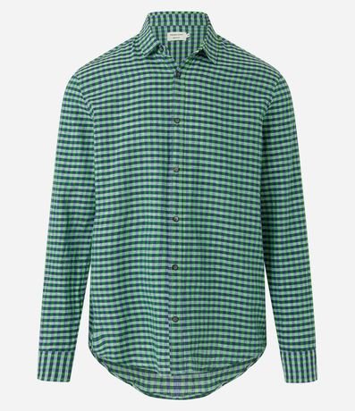 Camisa Regular en Lino con Estampa de Cuadros 7