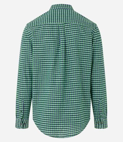 Camisa Regular en Lino con Estampa de Cuadros 8