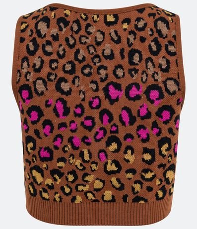 Blusa Cropped en Punto con Estampado Animal Print Jaguar  Contrastante 6
