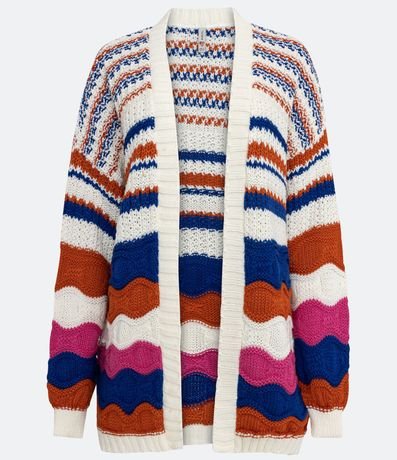 Saco Alargado de Punto con Rayas Contrastantes DIferenciadas 5