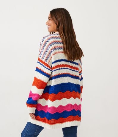 Saco Alargado de Punto con Rayas Contrastantes DIferenciadas 3