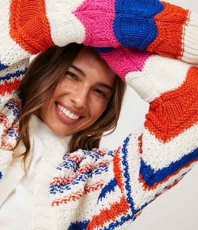 Saco Alargado de Punto con Rayas Contrastantes DIferenciadas 4