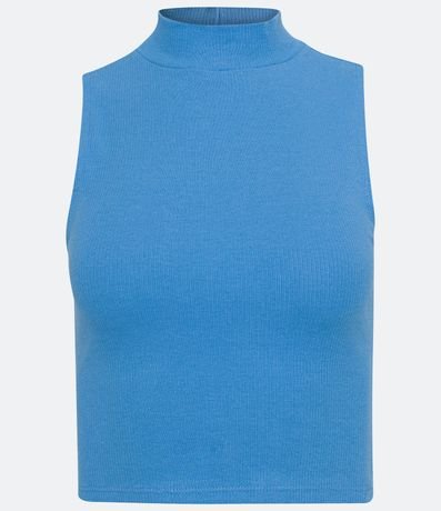 Blusa Cropped Básica sin Manga en Algodón con Cuello Alto 5