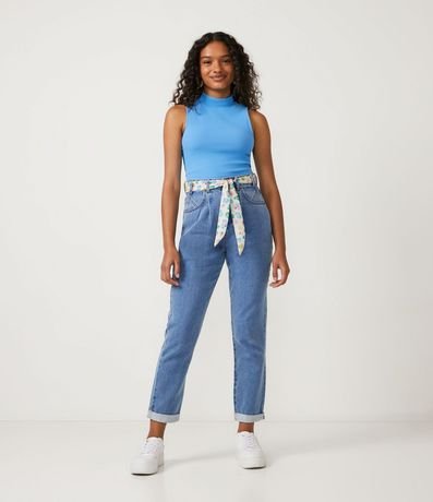 Blusa Cropped Básica sin Manga en Algodón con Cuello Alto 2