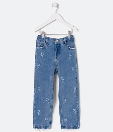 Pantalón Jeans Infantil con Estampado de Relámpagos - Talle 5 a 14 años 1