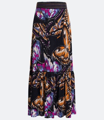 Pollera New Midi en Viscosa con Fruncido y Estampado de Mariposa 6