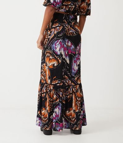 Pollera New Midi en Viscosa con Fruncido y Estampado de Mariposa 3