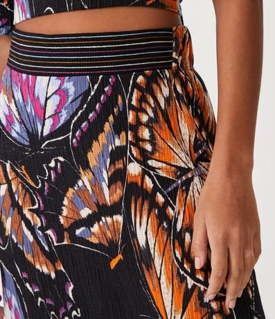 Pollera New Midi en Viscosa con Fruncido y Estampado de Mariposa 4