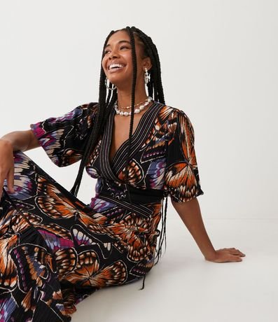 Pollera New Midi en Viscosa con Fruncido y Estampado de Mariposa 5