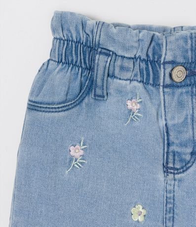 Pantalón Clochard Infantil en Jeans con Bordado de Flores - Talle 3 a 24 meses 3