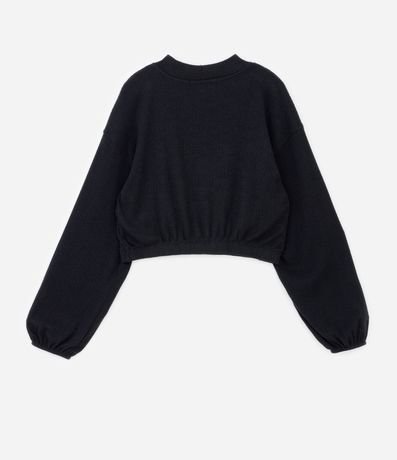 Blusa Cropped en RIbana con Cuello Alto y Manga Larga 6