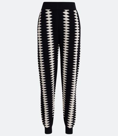 Pantalón Balloon de Punto con Dobladillo Ajustado y Estampado Geométrico 5