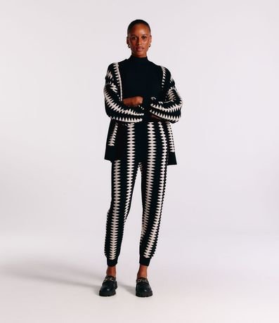 Pantalón Balloon de Punto con Dobladillo Ajustado y Estampado Geométrico