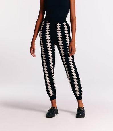 Pantalón Balloon de Punto con Dobladillo Ajustado y Estampado Geométrico 2