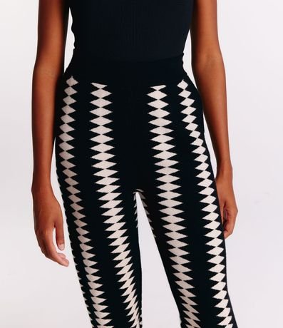 Pantalón Balloon de Punto con Dobladillo Ajustado y Estampado Geométrico 3