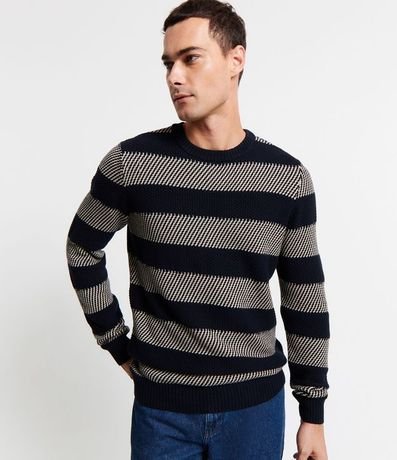 Suéter Comfort en Algodón Texturizado con Rayas Renner